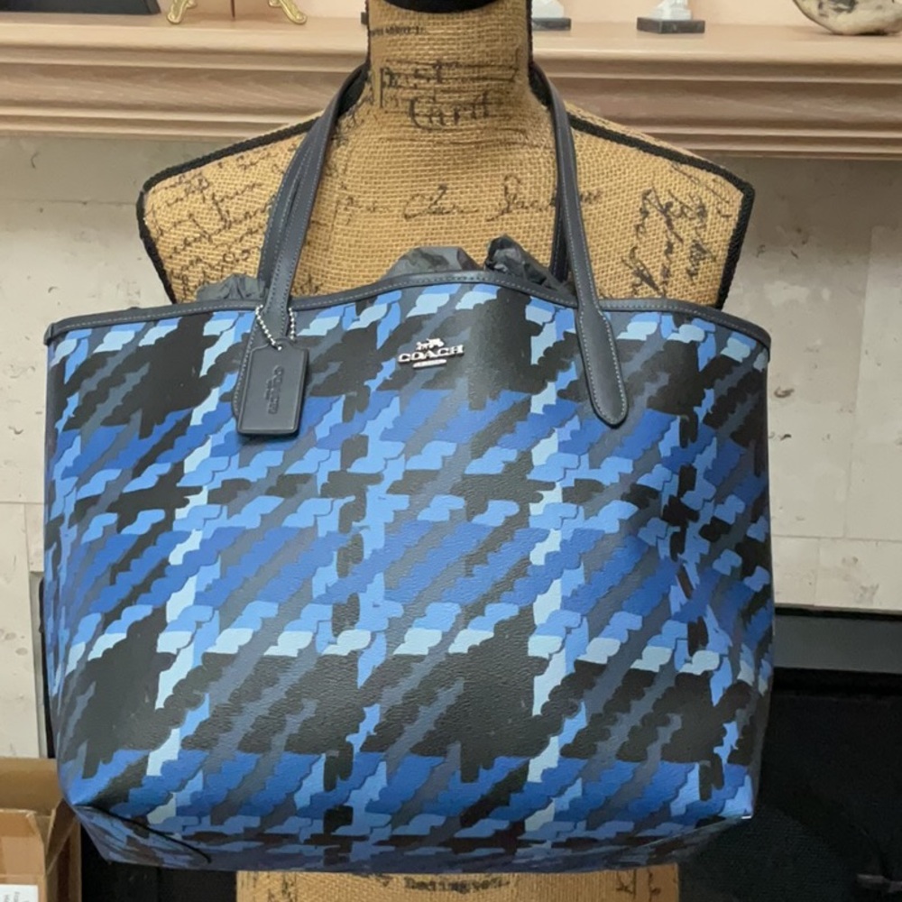 Authentic COACH Blue Camo-Print Tote Bag